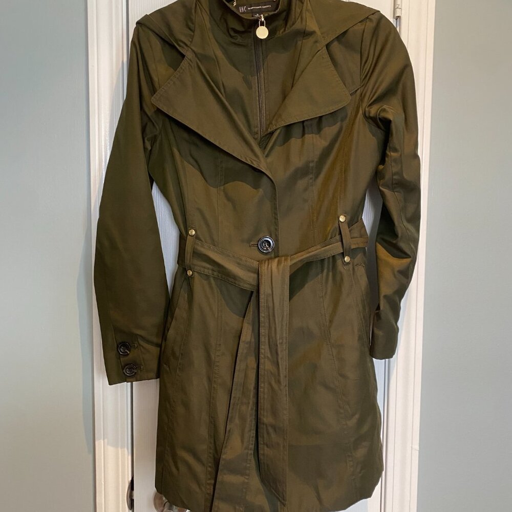 INC International Concepts Olive Green Belted Trench Coat – Size S